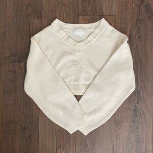 H&M White V-Neck Sweater